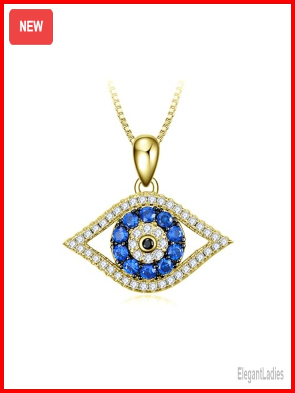 925 Sterling Silver Evil Eye Pendant Necklace with Cubic Zirconia